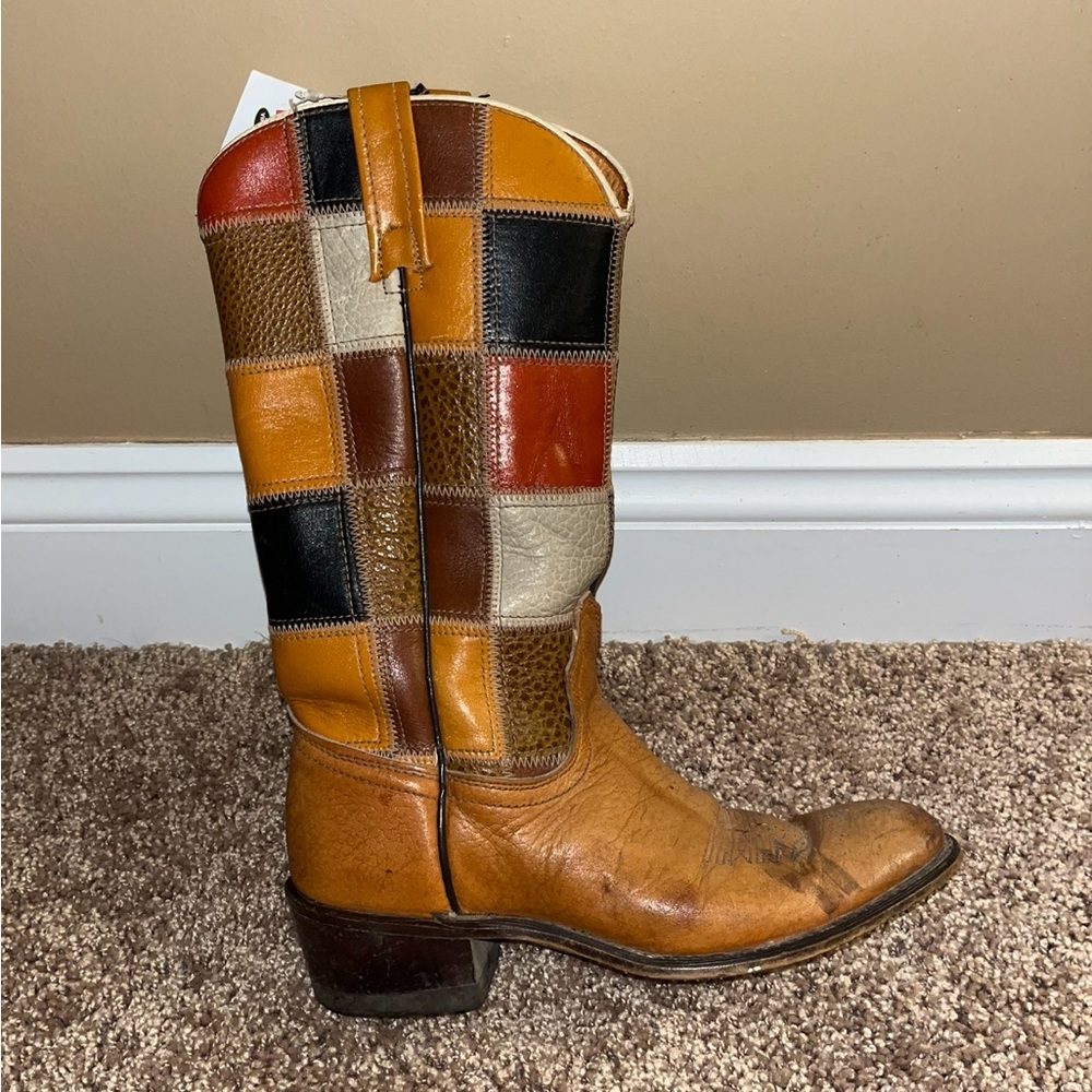 Vintage Patchwork Leather Boots - image 1